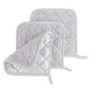 Hastings Home Pot Holder Set, 3 Piece Set Of Heat Resistant Quilted Cotton Pot Holders By Hastings Home (Silver) 688858DOY